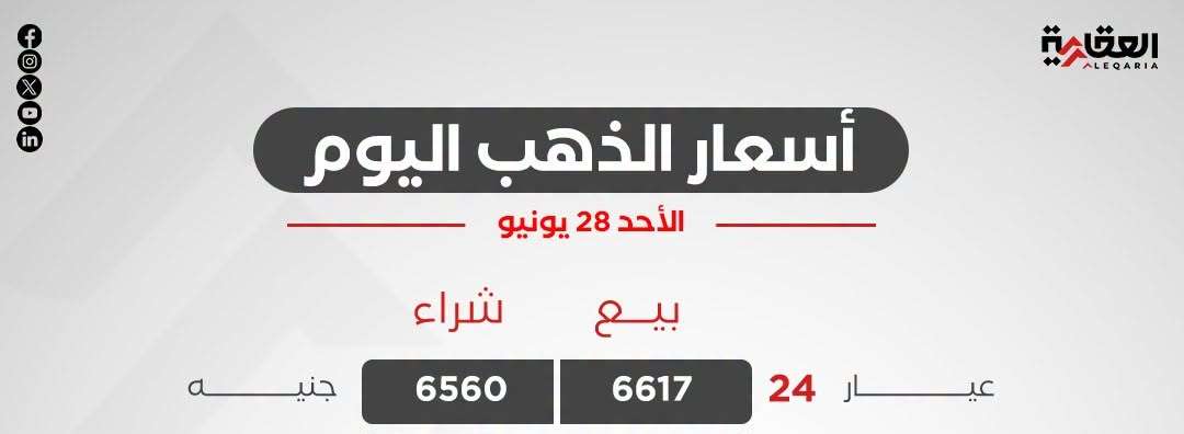 أسعار الذهب اليوم الأحد 28 يونيو 2026