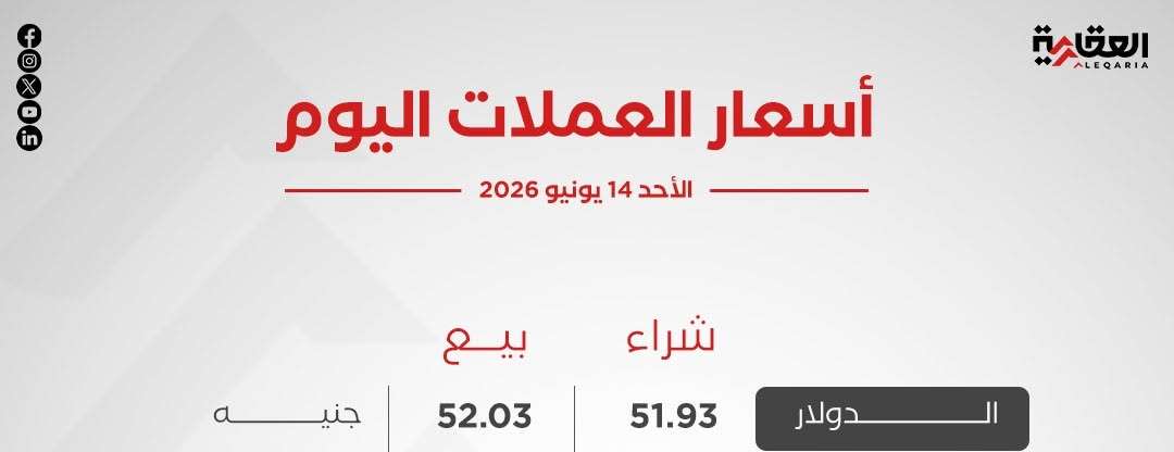 أسعار العملات الأجنبية اليوم الأحد 14 يونيو 2026