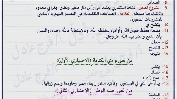 إتاحة الإجابة النموذجية لامتحان العربي بالأقصر لطلاب الصف الثالث الإعدادي
