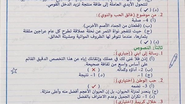 إتاحة حل امتحان العربي للصف الثالث الإعدادي بالإسكندرية لمراجعة الدرجات