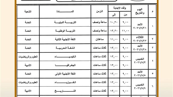 التعليم تعلن انطلاق امتحانات الثانوية العامة 2026 بعد 8 أيام