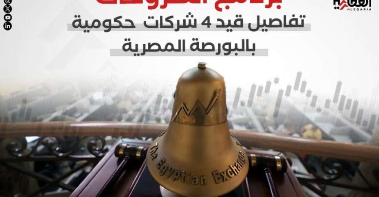برنامج الطروحات.. تفاصيل قيد 4 شركات حكومية بالبورصة المصرية «إنفو»