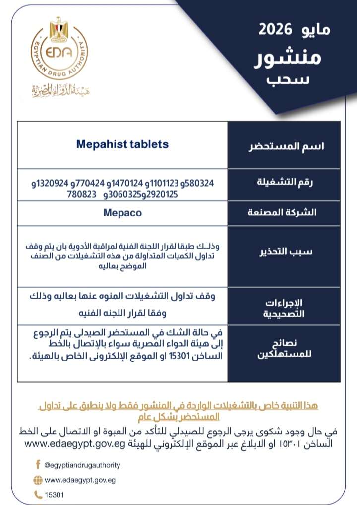 هيئة الدواء توجه تحذيرا عاجلا للمواطنين.. سحب دواء شهير يستخدم يوميا بين المواطنين