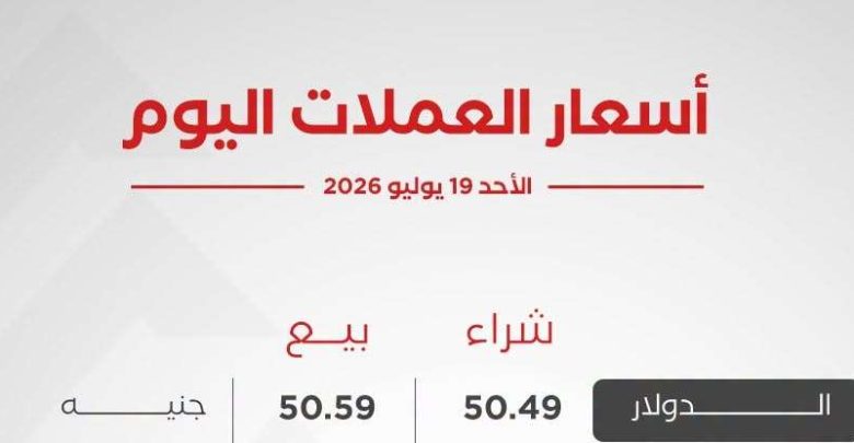 أسعار العملات الأجنبية اليوم الأحد 19 يوليو 2026