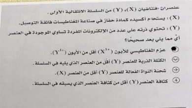 حل امتحان كيمياء ثانوية عامة 2026 كاملًا بعد انتهاء الاختبار.. الإجابات النموذجية