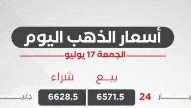 سعر الذهب اليوم الجمعة 17 يوليو 2026