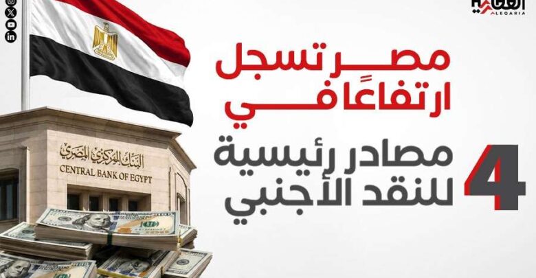 مصر تسجل ارتفاعًا في 4 مصادر رئيسية للنقد الأجنبي