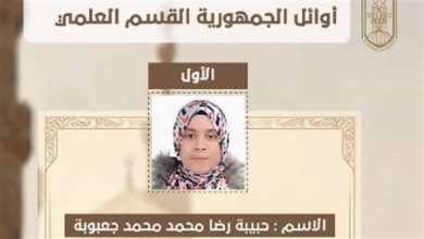 نتيجة الثانوية الأزهرية برقم الجلوس 2026.. أوائل الثانوية الأزهرية.. حبيبة جعبوبة تتصدر القسم العلمي بنسبة 99.38%